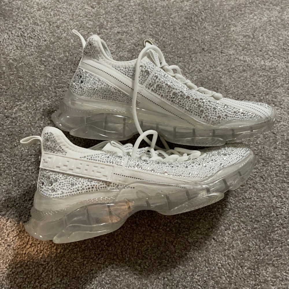 Steve Madden white and clear gum bottom with crystals